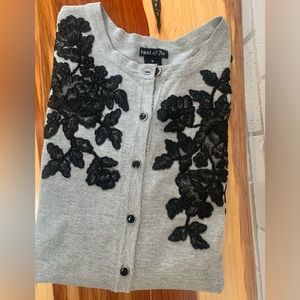 East of 7th, Gray Cardigan with Black Design, Medium
